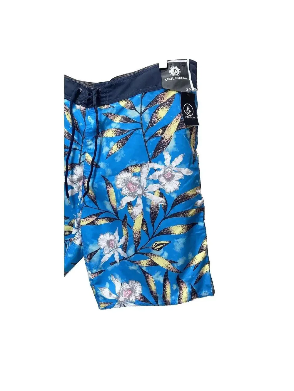 Mens Blue Swim Trunks Bathing Suit Bottoms Swimsuit Floral Brand New